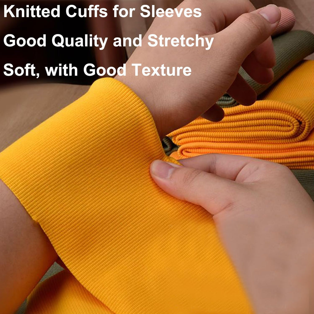 Soft Cotton Ribbing Fabric for Cuffs Collar and Waistband Stretch Rib Knitted Fabric for Sewing Jackets Coats (Black