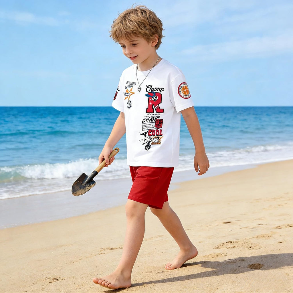 Boys Summer Clothes Short Sleeve Top and Shorts Piece Kids Outfits Boys Sets