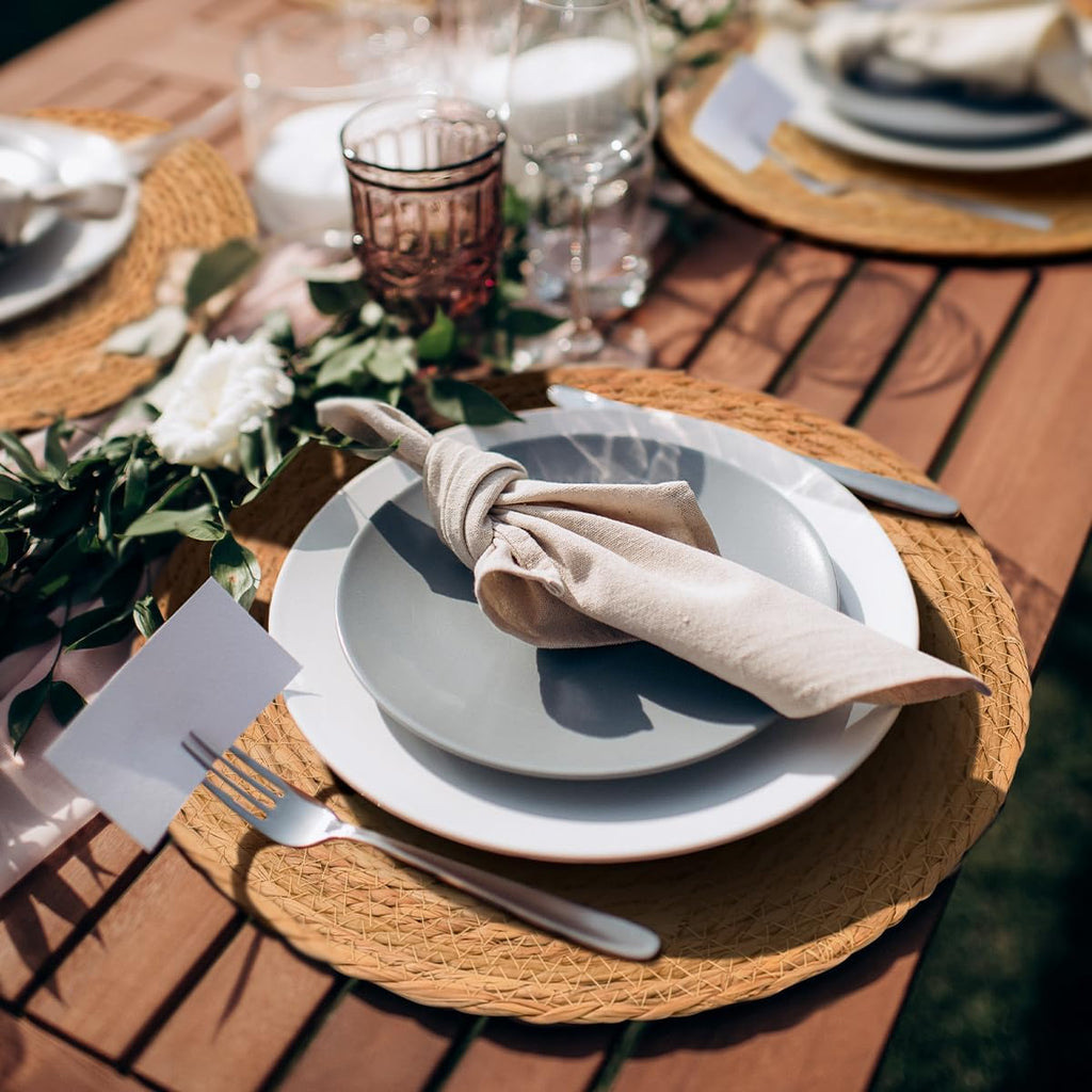 13" Round Woven Placemats Set of 10, Plate Chargers for Dining Table | 13 Inch Place Mats Set of 10, Wicker Chargers