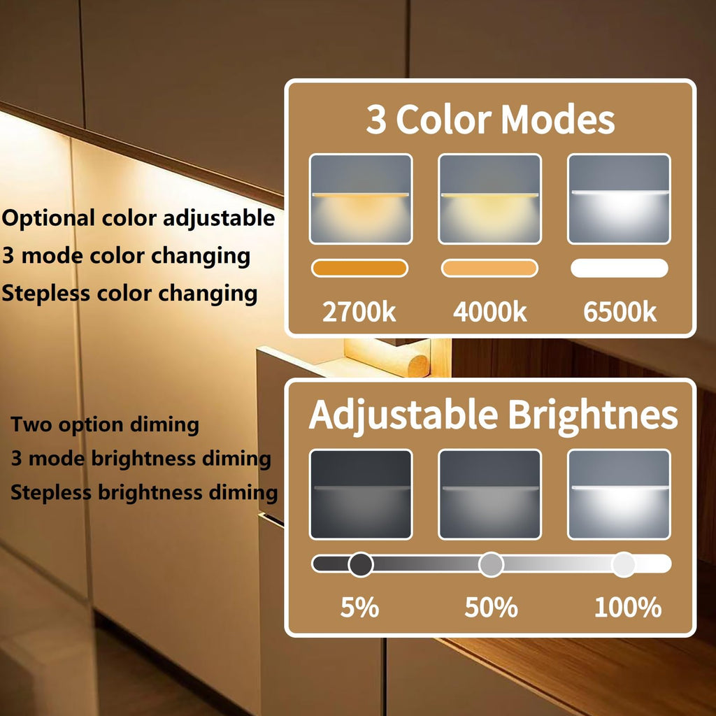 LED Cabinet Light Bars Motion Sensor Dimmable Lights Kitchen Closet Shelf