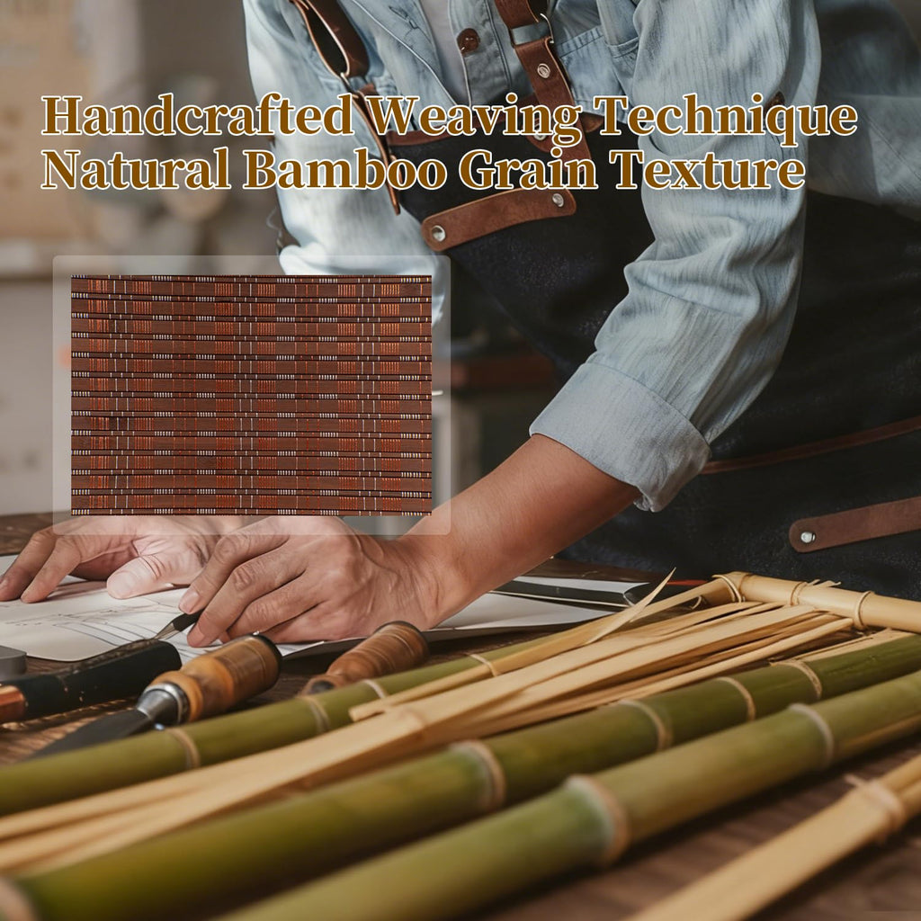 Bamboo Room Divider 3 Panel 47" H, 360°Rotating Feet Privacy Screen, Brown