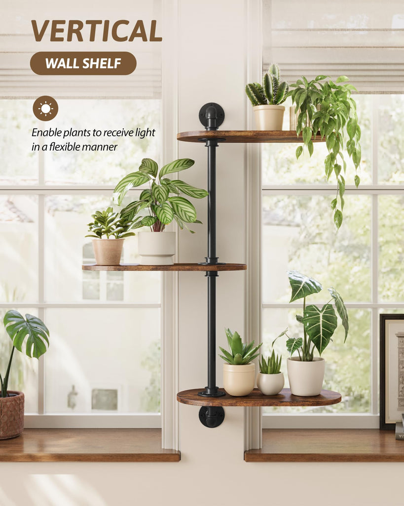 3-Tier Rotating Window Plant Shelf Wall Mounted Plant Stand