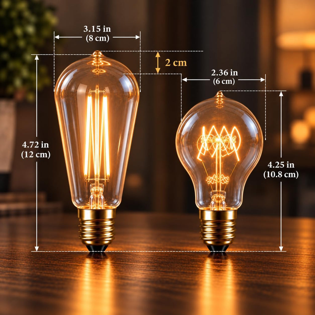 Edison Light Bulb 60 Watt Dimmable ST58 Vintage Warm Bulb