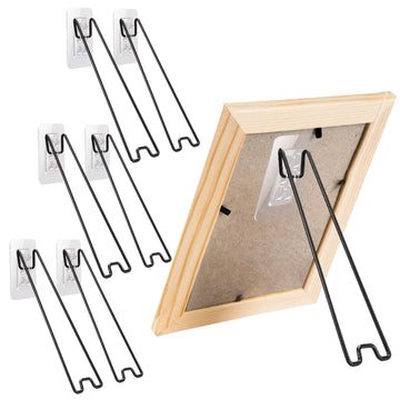 6 Pcs Black Large 3 Levels of Adjustable Picture Frame Stand, Stainless Steel Picture Frame Easel Backs