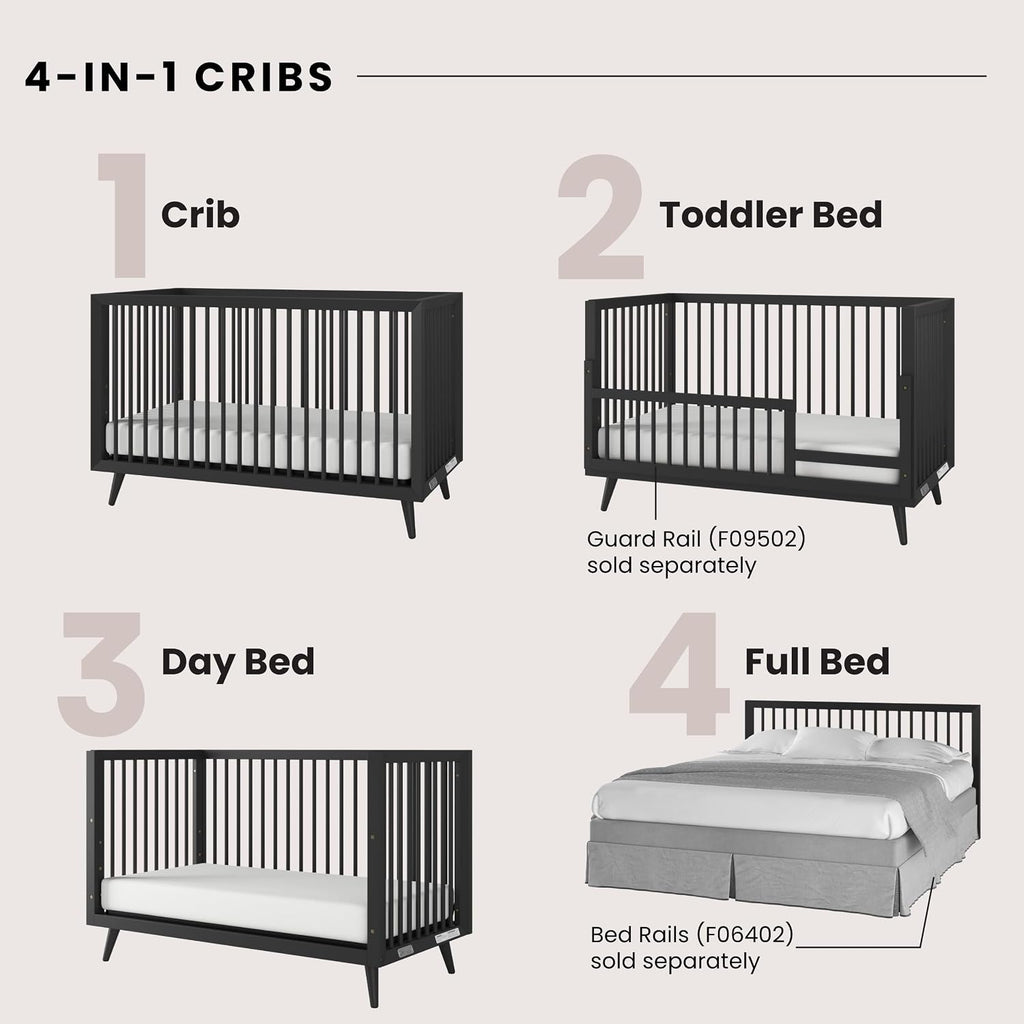 Cranbrook Design 4-in-1 Convertible Baby Crib Nursery Furniture Set, Baby Bed and 6 Drawers Double Dresser, for