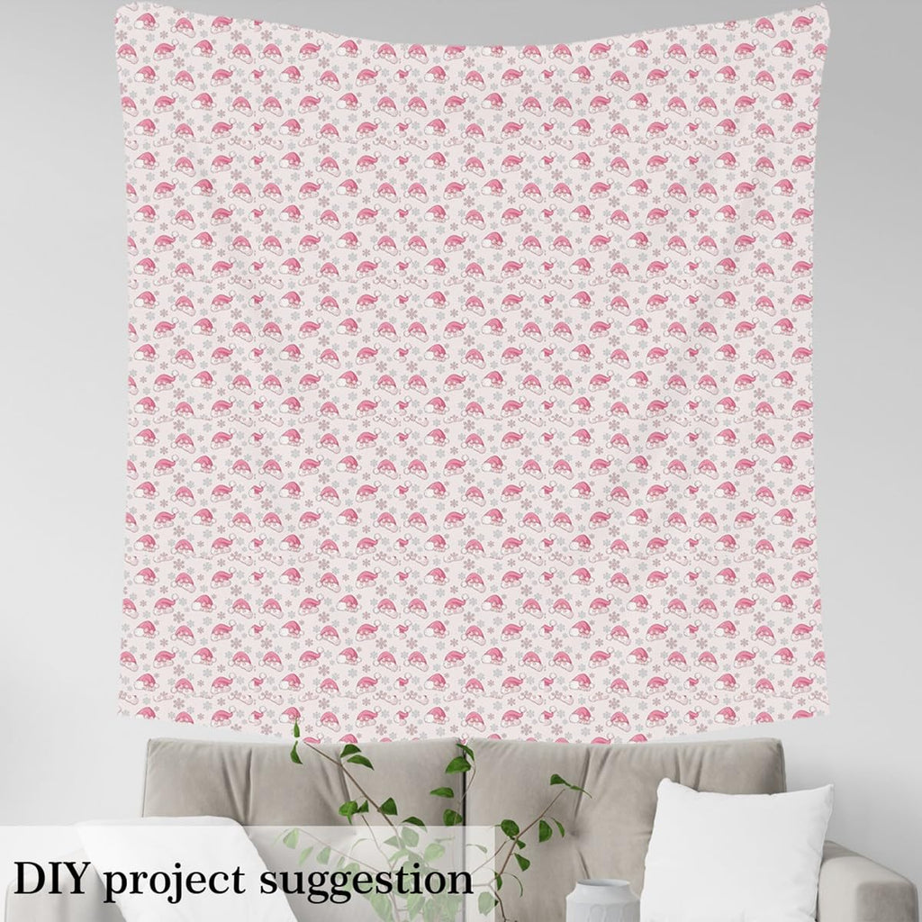 Christmas Hat Fabric by The Yard Xmas Theme Upholstery Fabric Snowflake Waterproof Indoor Outdoor Decor for DIY
