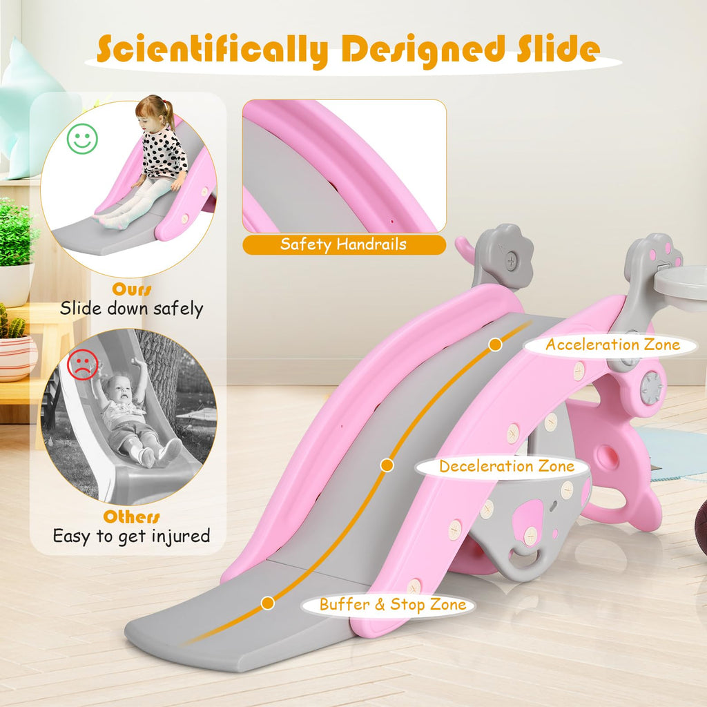 6 in 1 Toddler Slide Rocking Toy, Rocking Horse Playset with Stool