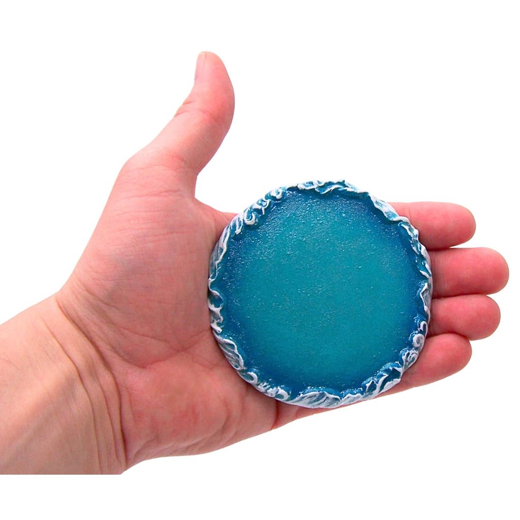 Blue Sea Turtle with Wave Design Coaster Set, Nautical Décor, Set of 4 Coasters, 5.25 Inches