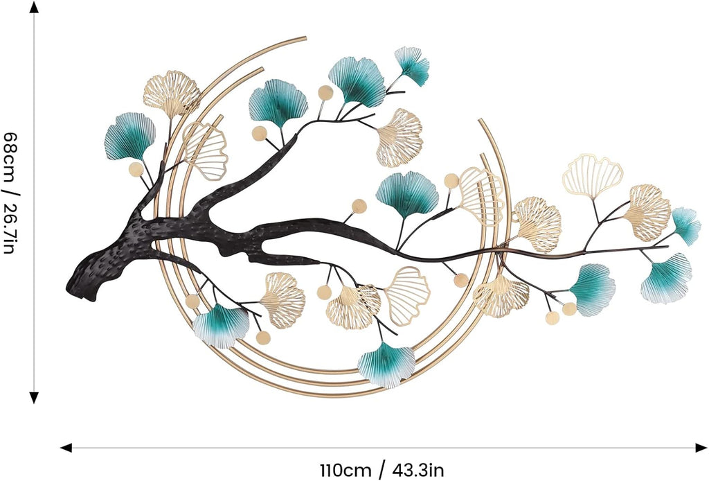 3D Ginkgo Leaf Wall Decor, Metal Wall Art Decor 3D Ginkgo Tree Leaf Metal Wall Decoration Large Modern Metal Wall