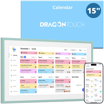 15.6 inch Digital Calendar & Chore Chart - Interactive Touchscreen Smart Family Planner, Digital Picture Frame for
