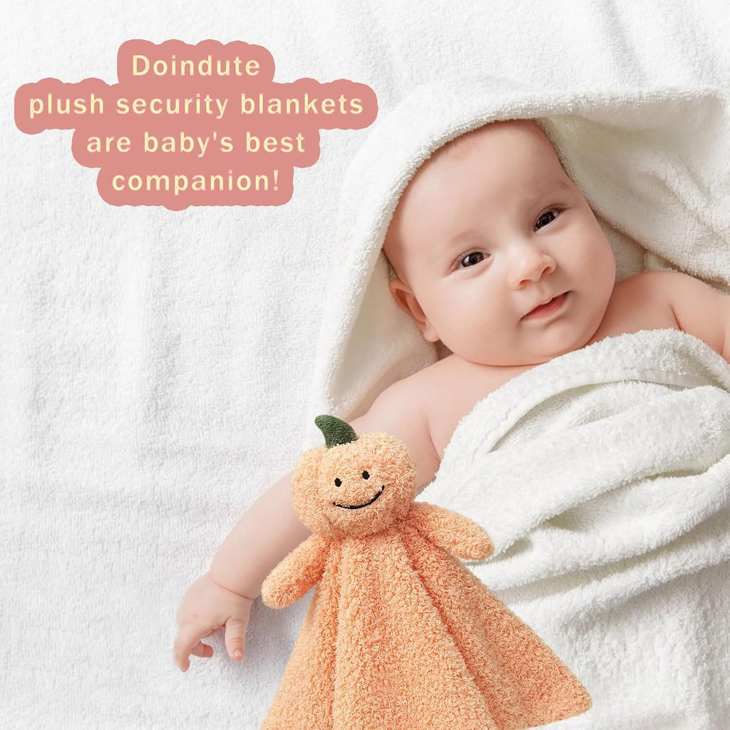 Baby Orange Pumpkin Soft Stuffed Animal Security Blanket, Plush Pumpkin Character Lovey Blanket, Baby Shower/Nursery