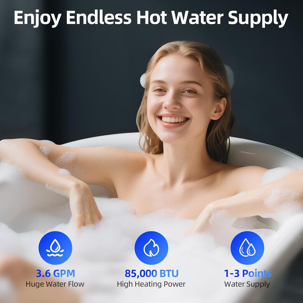 Nature Gas Tankless Water Heater, Indoor Max 3.6 GPM, 80