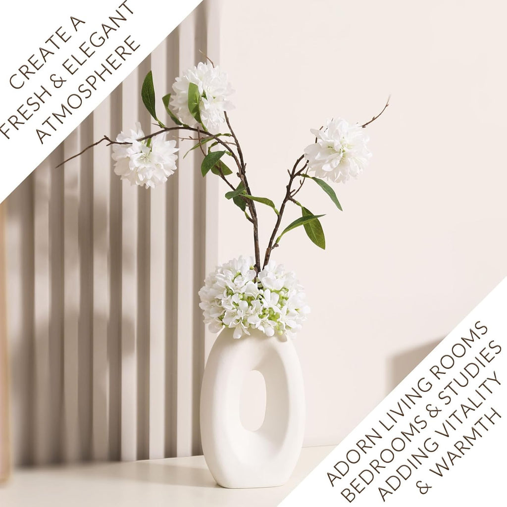 Fake Flower Bouquet and Vase Set, Faux Flower Arrangement for Decorating Living Room and Offices, Realistic