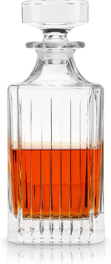 Reserve Milo Whiskey Decanter with Stopper, Stylish Crystal Liquor Decanter for Bourbon, Scotch, Spirits, Wedding