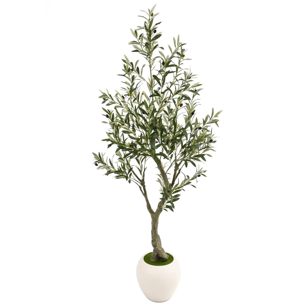 6ft Faux Olive Tree Artificial Indoor, Fake Olive Tree with Pot, Large Olive Branches and Lifelike Fruits, House Living