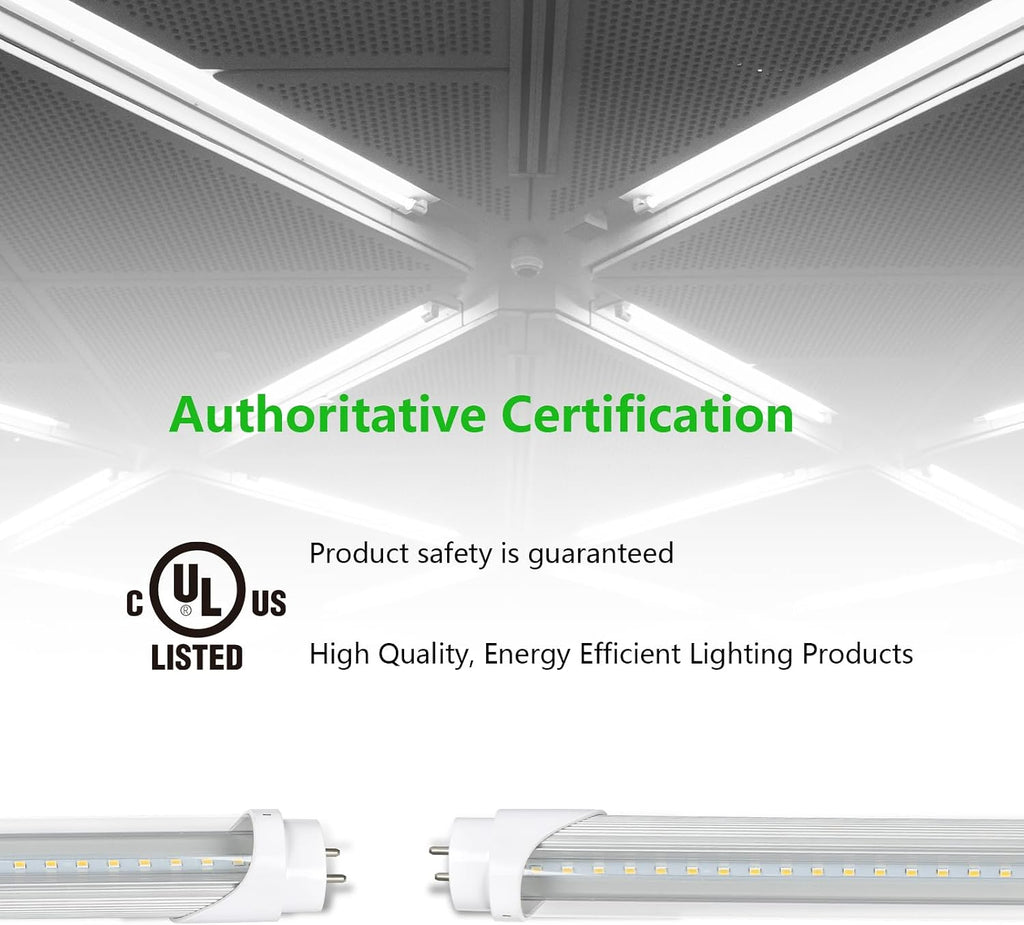 4FT T8 T12 LED Type A+B Tube Lights Dimmable, 18W 5000K 2520lm, F32T8/F40T12 Fluorescent Light Bulbs Replacement