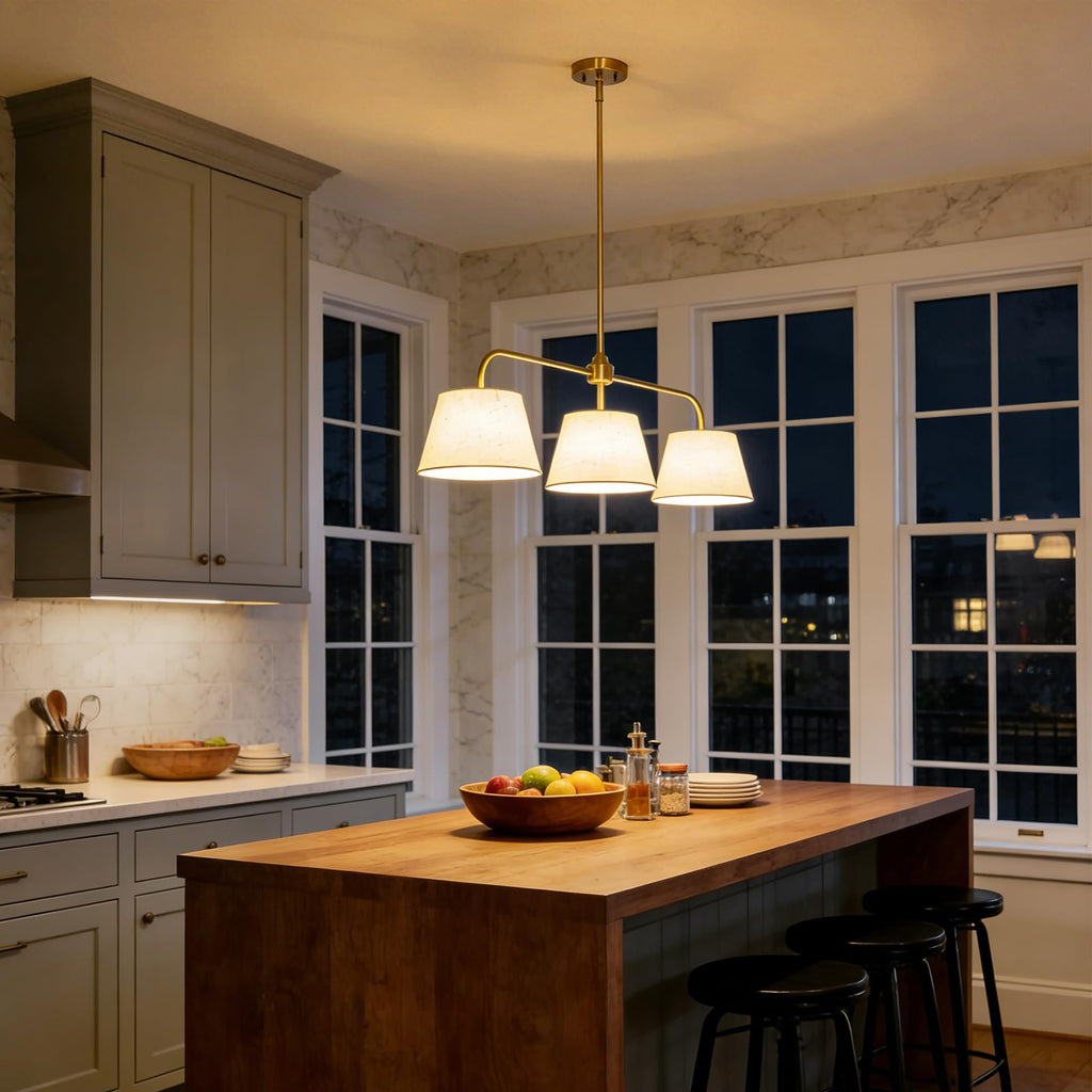 40" Brass Kitchen Island Lighting, Linear Chandeliers