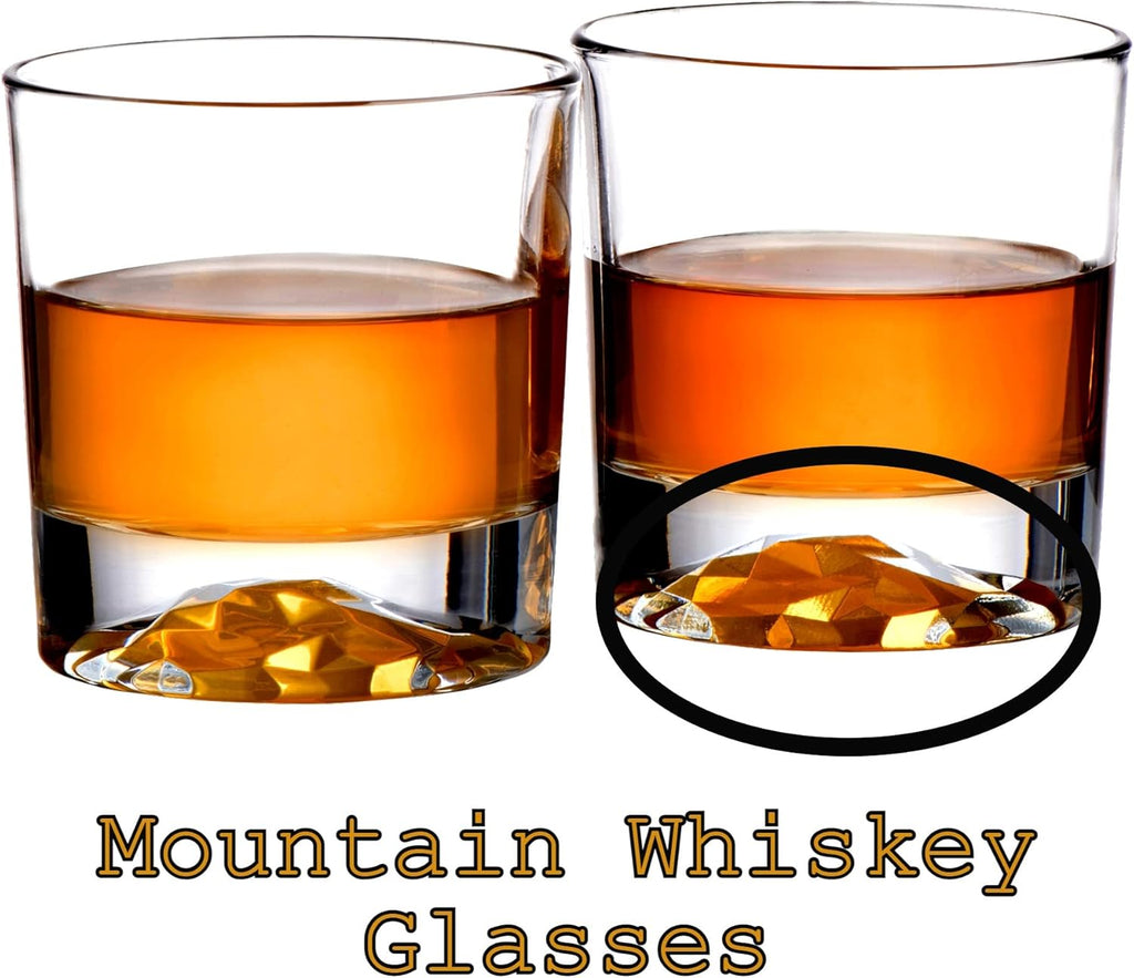 Whiskey Decanter Glasses Gift Set - 4 Whiskey Glasses - Airtight Stopper for Wine, Bourbon, Brandy, Juice, Water - Set of 5