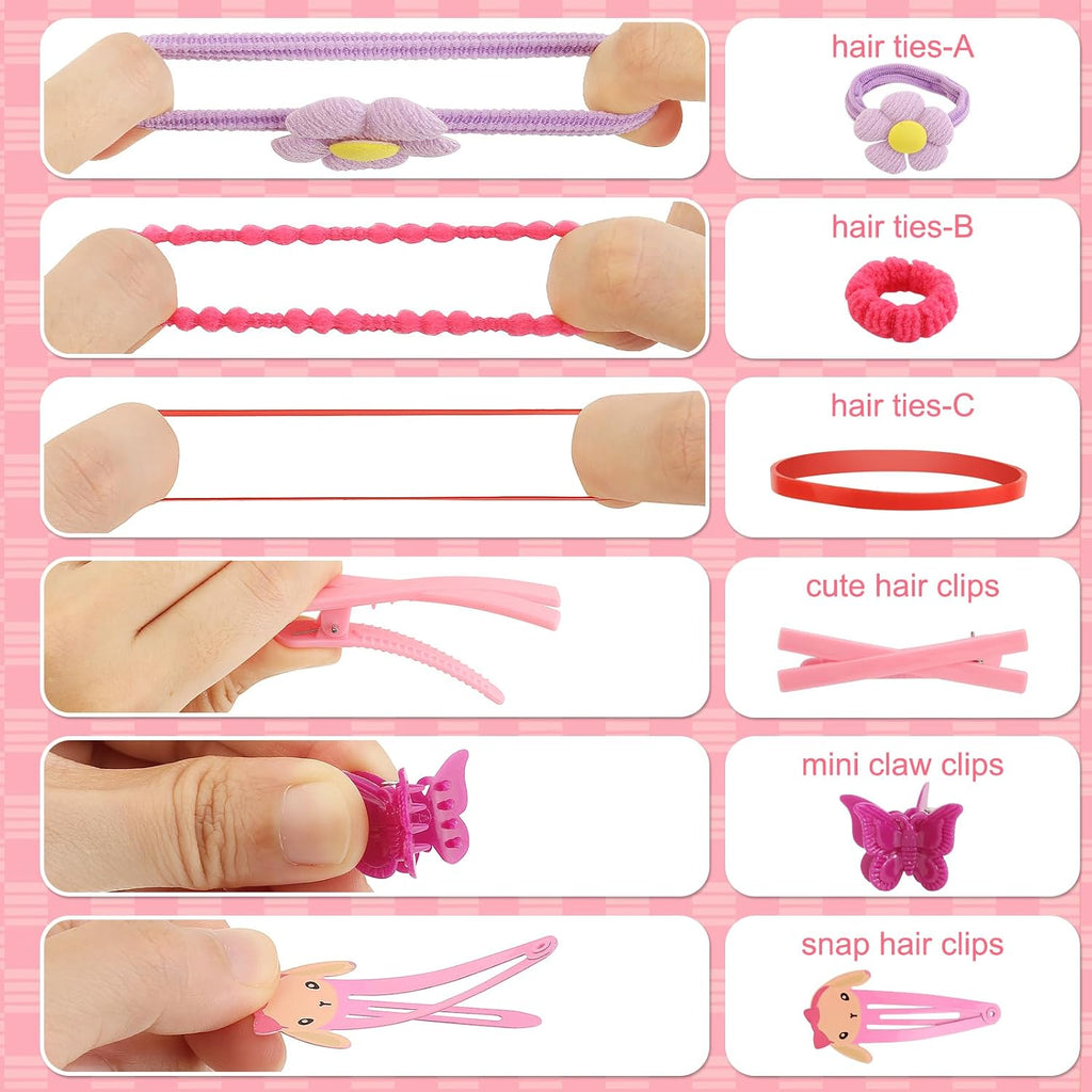 Toddler Girls Hair Accessories Kit, Little Girl Hair Clips Set Hair Stuff Kids Hair Ties Accessory Kits Variety Pack
