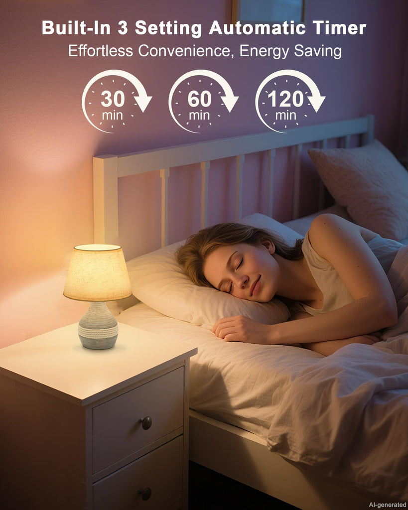 10" H Small Rechargeable Cordless Ceramic Table Lamp, Coastal