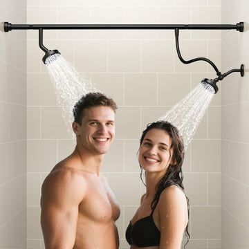 Dual Shower Head for Couples, Double Showerheads (Black)