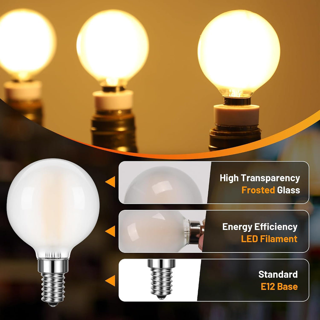 Dimmable E12 LED Bulb,40W Equivalent 4W Candelabra Light Bulbs,480LM