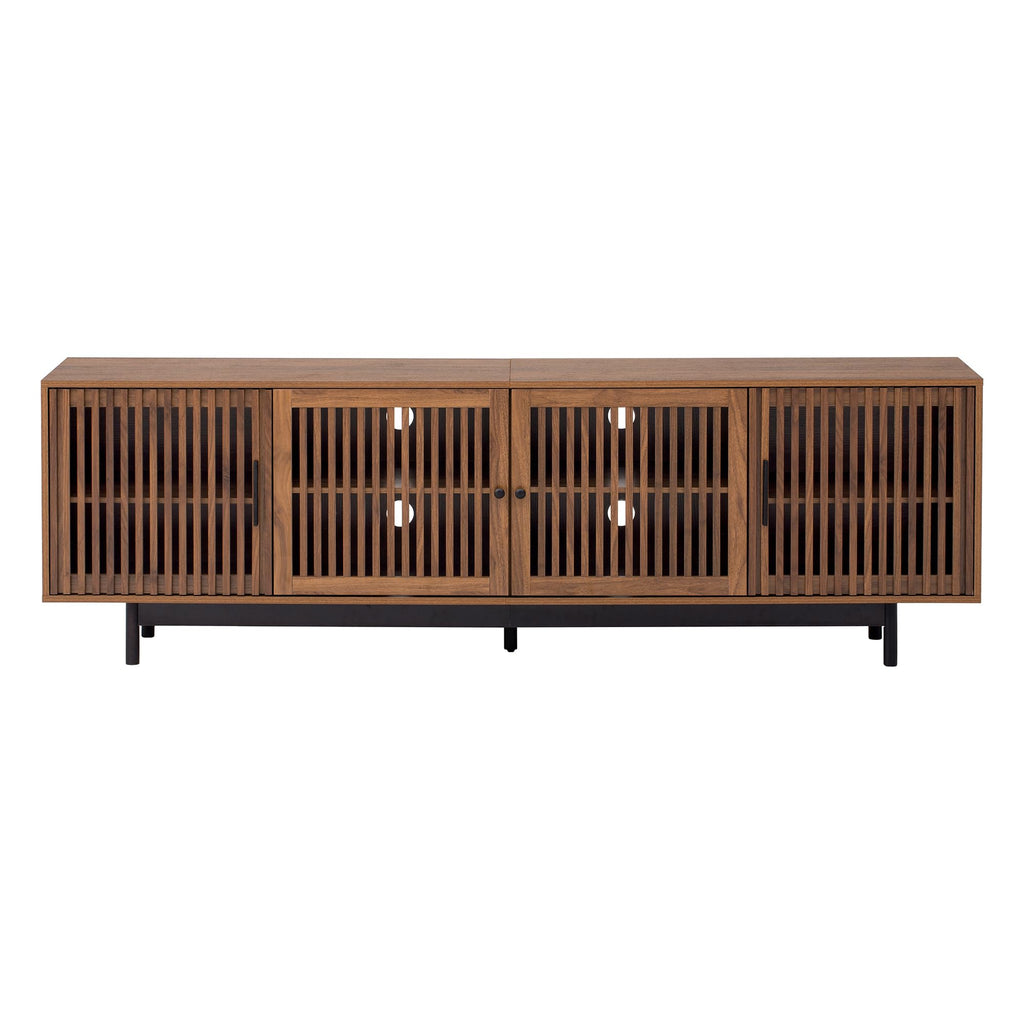 78" Mid-Century TV Stand with Slatted Doors for 75-85 Inch TVs