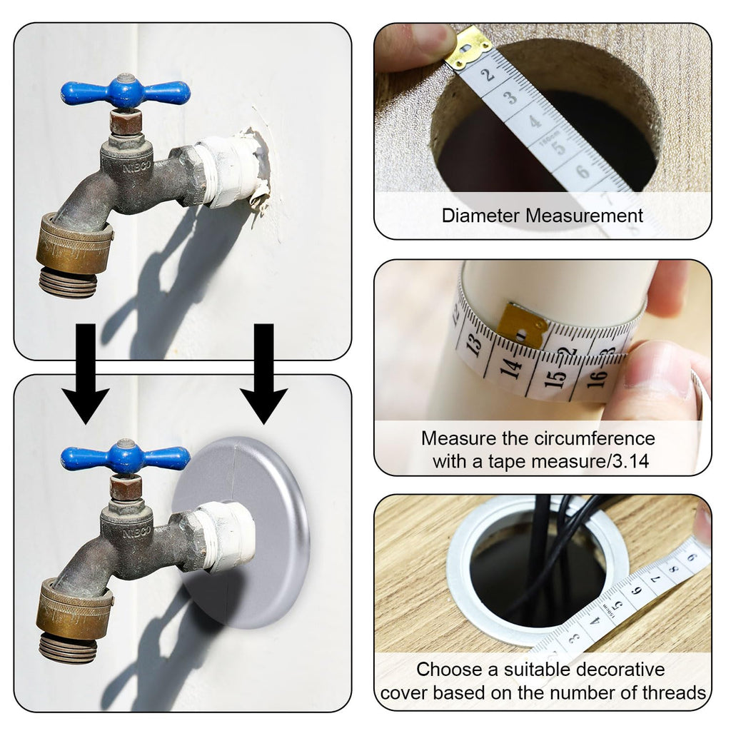 2pcs Wall Split Flange, Self-Adhesive ABS Round Escutcheon Plate Plumbing Cover Plates for 51mm/2in Diameter Pipe