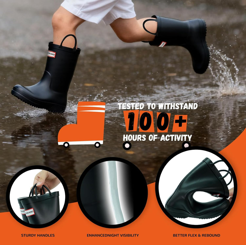Kids Natural Rubber Rain Boots with Easy-On Handles