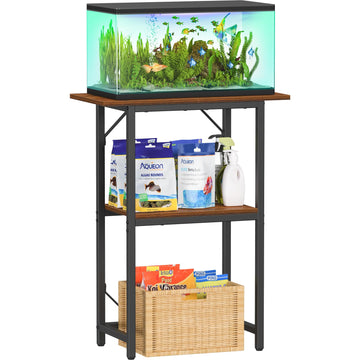 10-20 Gallon Fish Tank Stand, Aquarium Stand 2-Tier Storage Shelves, Heavy Duty Terrarium Stand Fish Tank Shelf, 24"