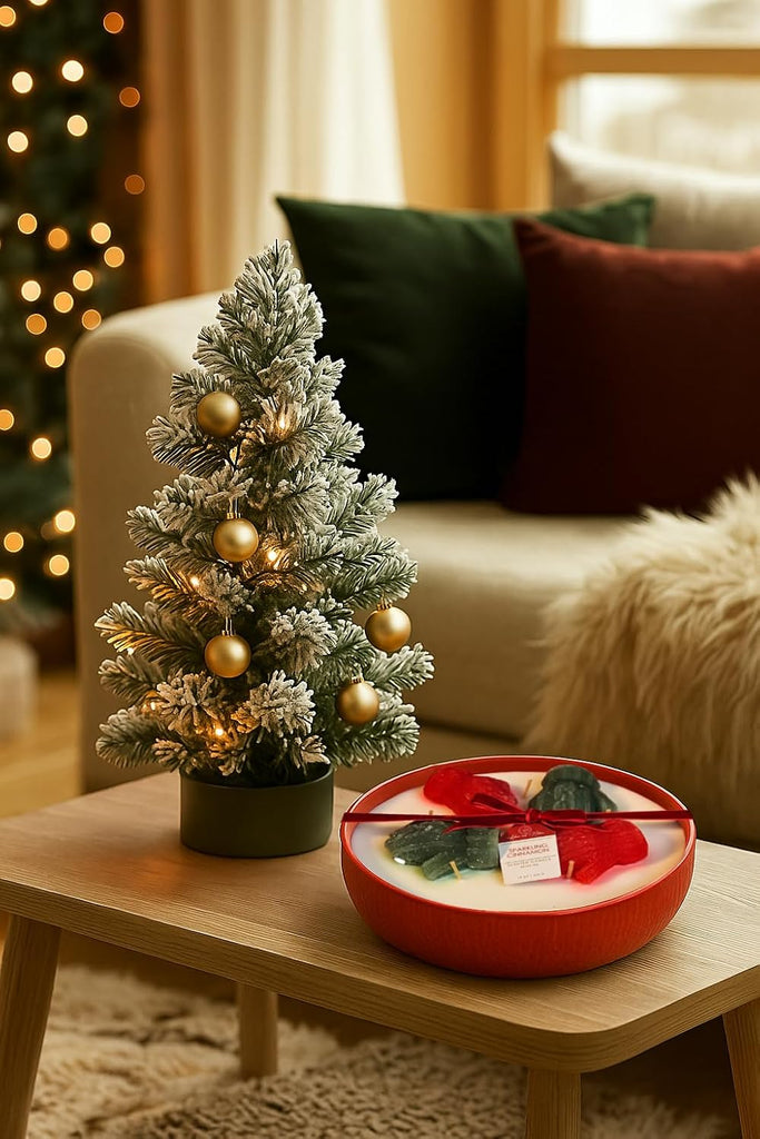 Scented Holiday Candle 18oz Red - Cozy Winter Morning Fragrance, 6-Wick Hand-Poured Wax, Matte Ceramic Oval Vessel - Set of 18