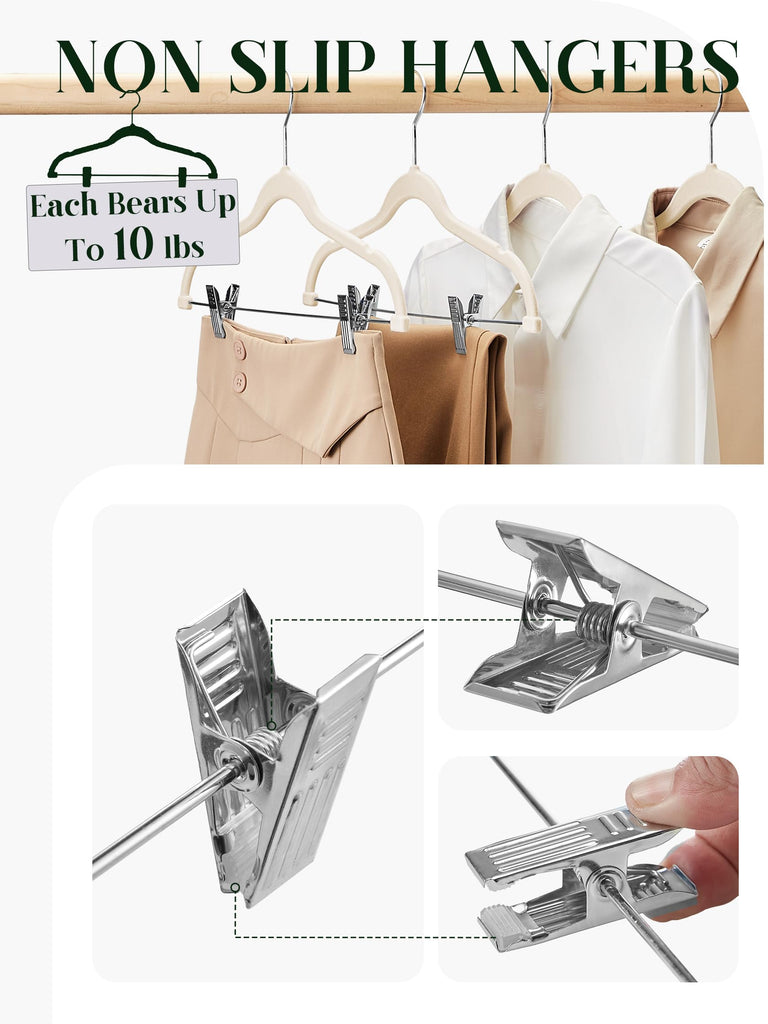 Velvet Skirt Hangers - Pack of 24 - Velvet Hangers with Clips