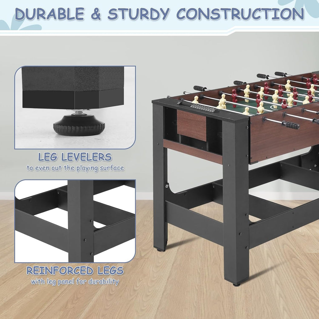 54" 4-in-1 Swivel Multi Game Table - Combo Game Table Set for Youth, Adults - Indoor and Outdoor Arcade Sports Table