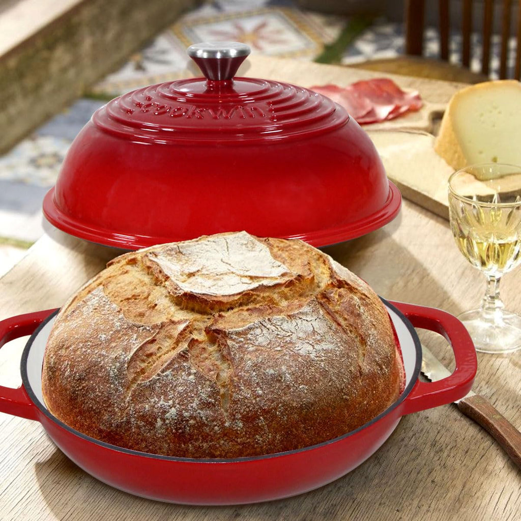 6 QT Enameled Cast Iron Bread Oven with Lid for Sourdough Baking