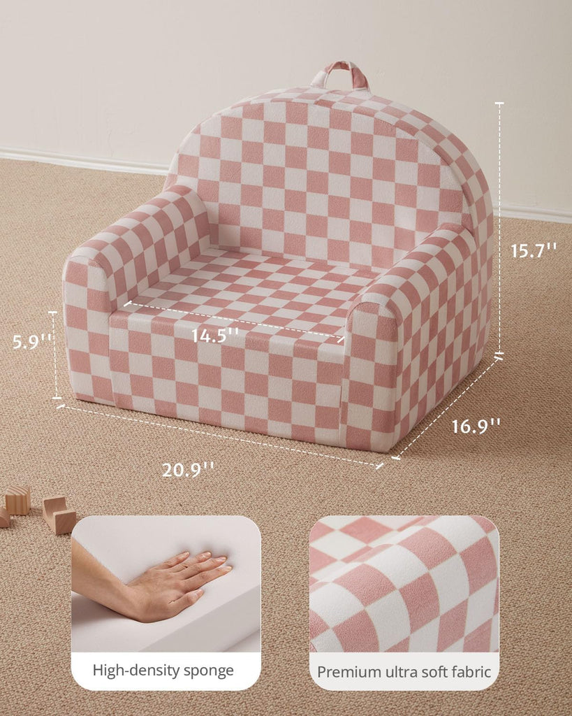 Kids Chair, Comfortable Kids Couch Sofa, Blush Check