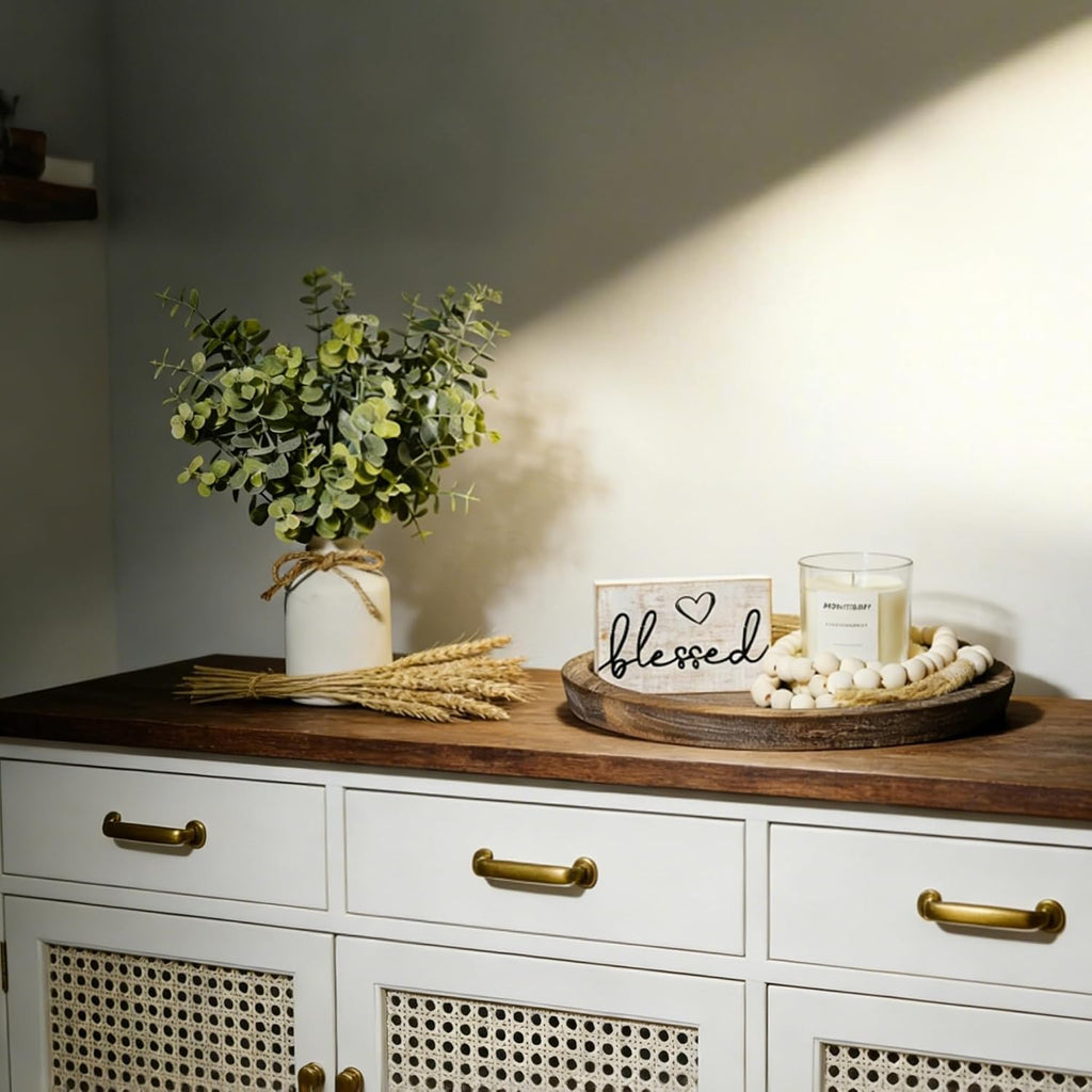 Rustic Modern Farmhouse Decor Set of 6 for Your Living Room, Kitchen Counter, Home or Table Centerpieces Room Decor