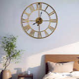 20 Inch Large Retro Wall Clock, Roman Numeral Rusty Style Round Metal Clock, Battery Operated