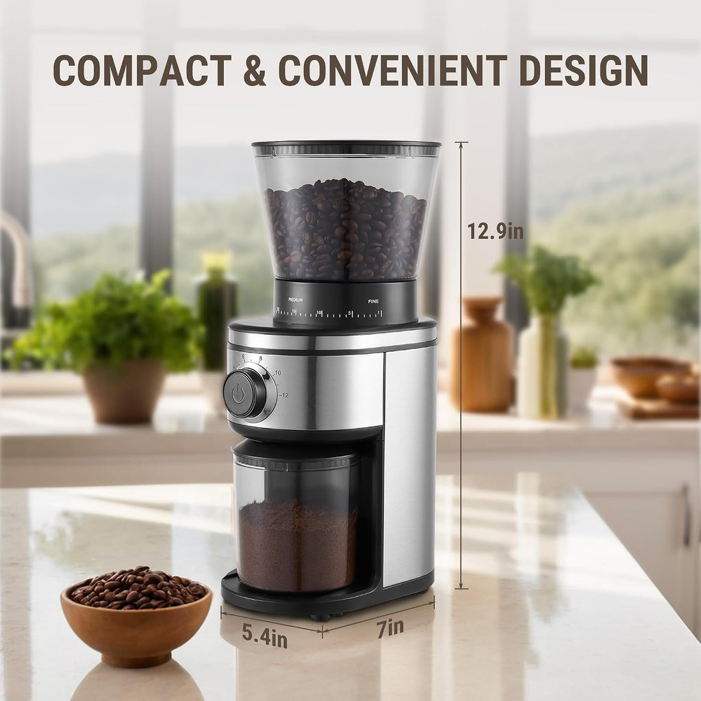 Conical Burr Coffee Grinder Electric, Coffee Grinder with 30 Grind Settings, Adjustable Burr Mill Grinder Use, 2-12