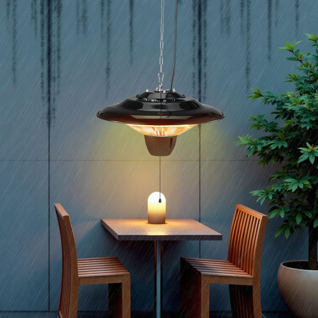 Hanging Patio Heater, 1500W Electric Space Infrared Heater, IP34 Protection with 23.6 inch Pull Cord & Adjustable