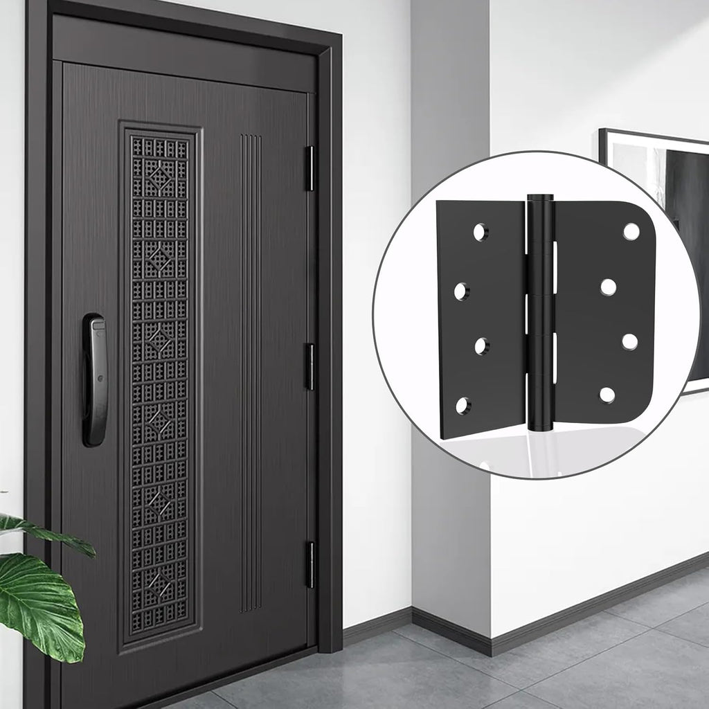 Door Hinge, 3-Pack Matte Black Door Hinges 4-inch Stainless Steel Hinges Ball Bearing Silent Hinge Interior Door
