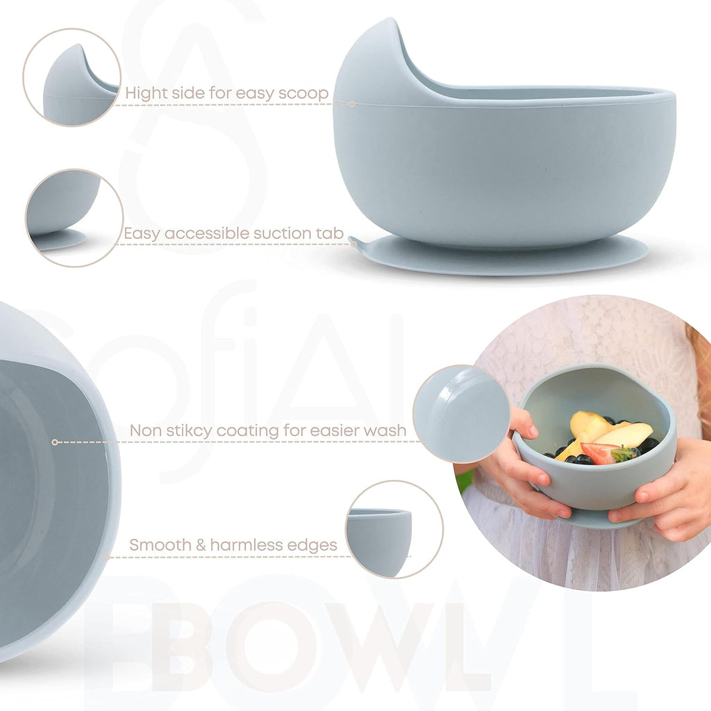 BPA-Free Non-Toxic Silicone Baby Feeding Set - Suction Plate, Bowl, Bib & Cup - Piece Baby Led Weaning Set
