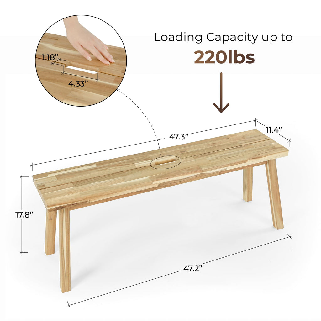 Solid Wood Bench, Bed Bench, Dining, Plant Stand - Wooden Bench Indoor (47 inches)