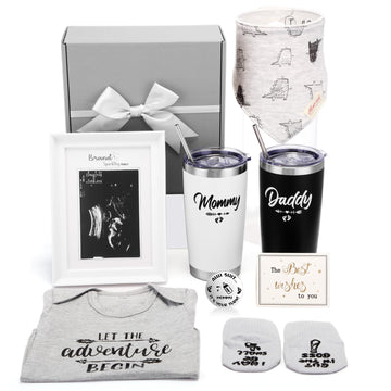 10 Pcs New Parents Gift Set Baby Shower with Tumbler, Classic, Gray