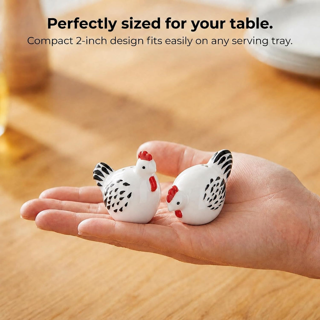 Cute Ceramic Farmhouse Salt & Pepper Shaker Set- Farm Chickens (Chickens) - Set of 2