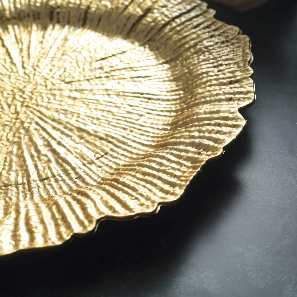 Gold Charger Plates - Plate Chargers for Dinner Plates - Wedding Reception Place Settings (6 Pack)