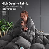 Goose Feather Down Fiber Comforter Oversize King, 100% Organic Cotton Fabric Duvet Insert,1200TC,750