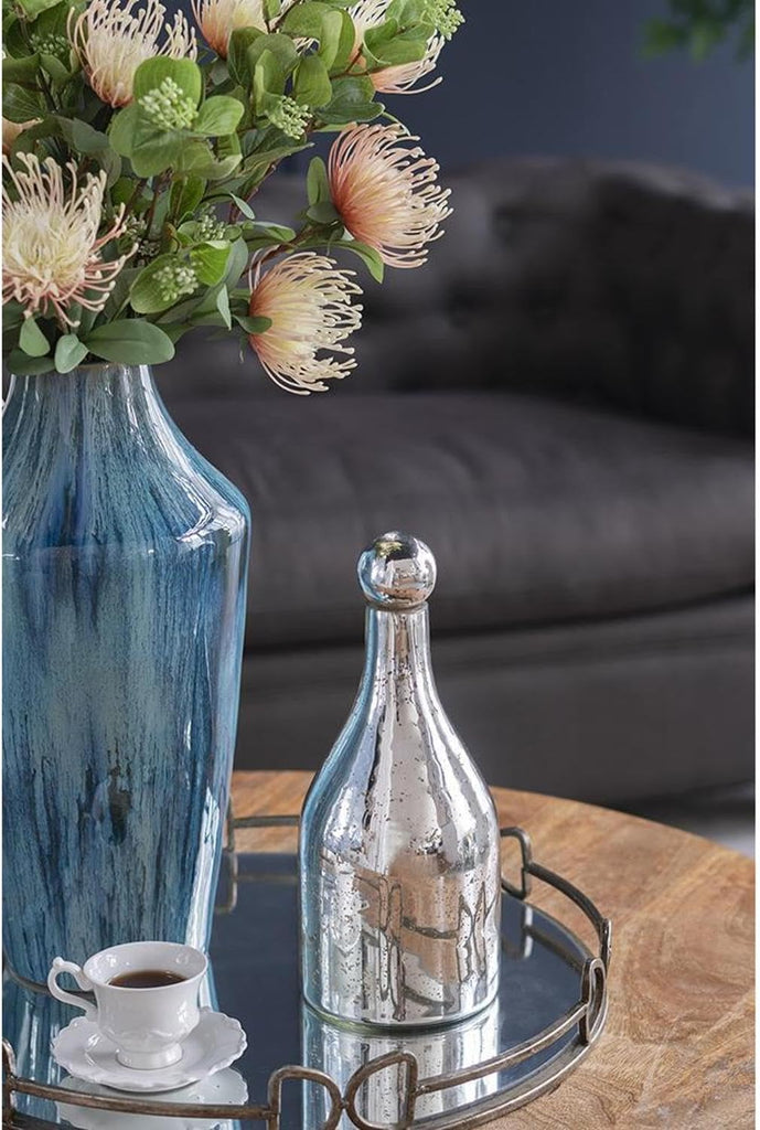 5" x 12" Vintage Style Glass Lidded Jar with Antique Silver Finish, Home Decor Accent, Storage, for Tabletop, Mantel