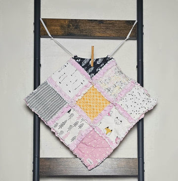 Quilt, Crib Quilt, Security Blanket, Baby Lovey Blanket, Minky Lovey Blanket, Baby Shower Gift, Woodland Nursery Quilt
