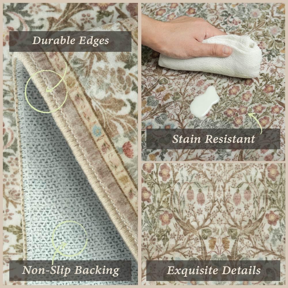 Kitchen Rugs Set of 3, Forest Vintage Kitchen Mats, Washable Runner