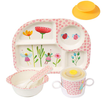 Toddler Baby Plates and Bowls Set, 7Pcs Kids Plate Dinnerware Set